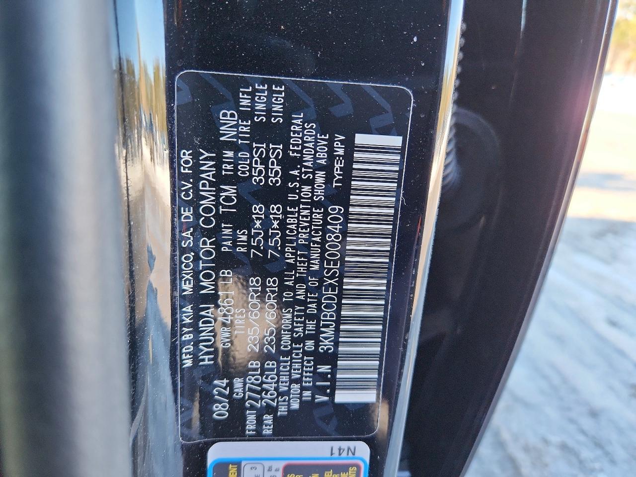 2025 Hyundai Tucson Sel Black vin: 3KMJBCDEXSE008409