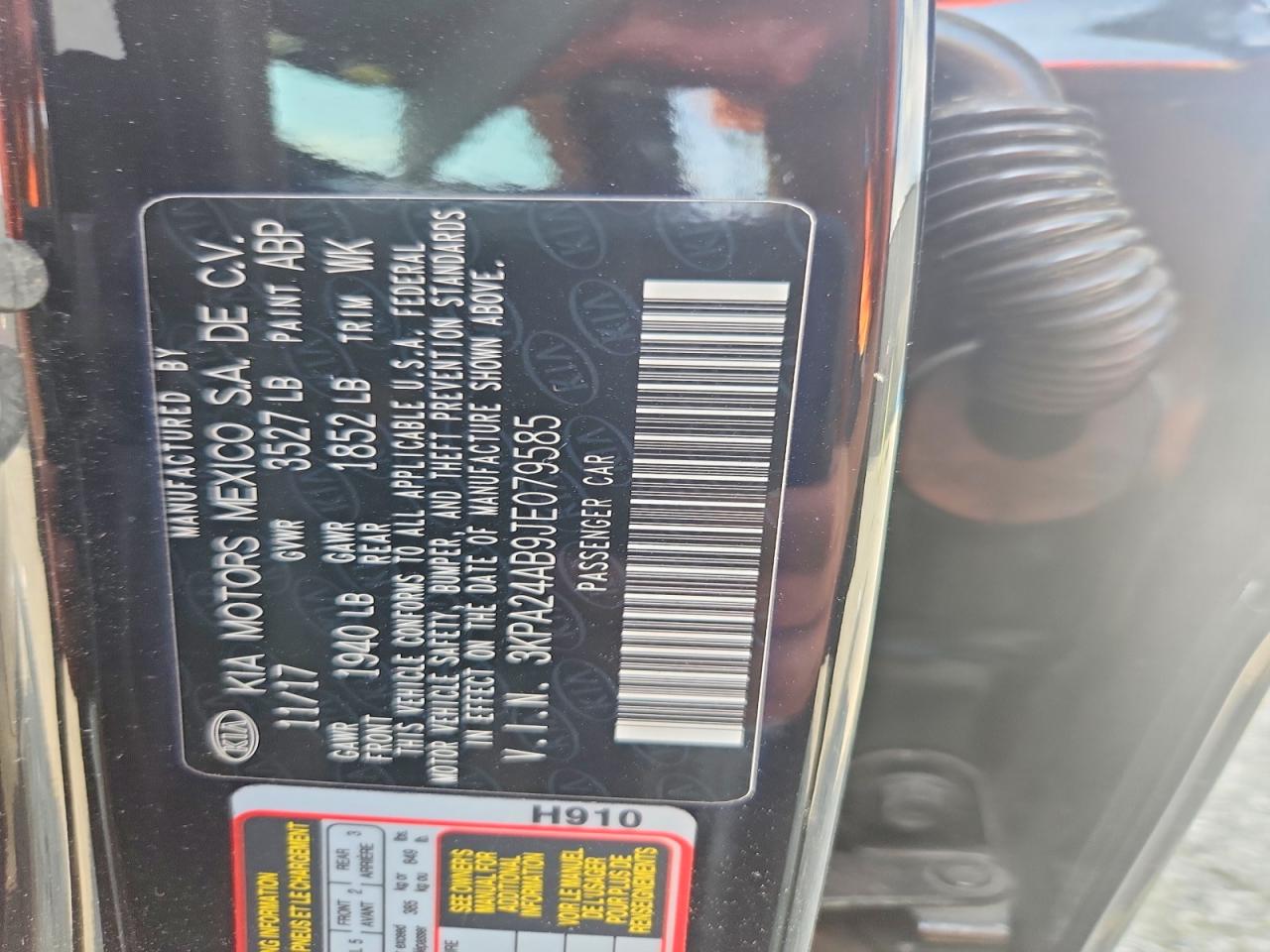 2018 Kia Rio Lx Black vin: 3KPA24AB9JE079585
