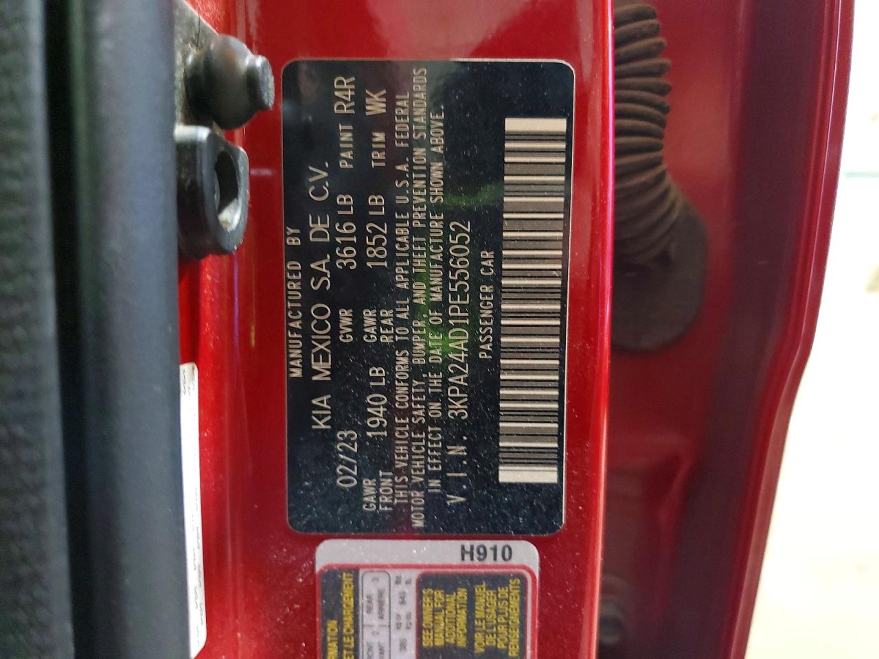 2023 Kia Rio S Red vin: 3KPA24AD1PE556052