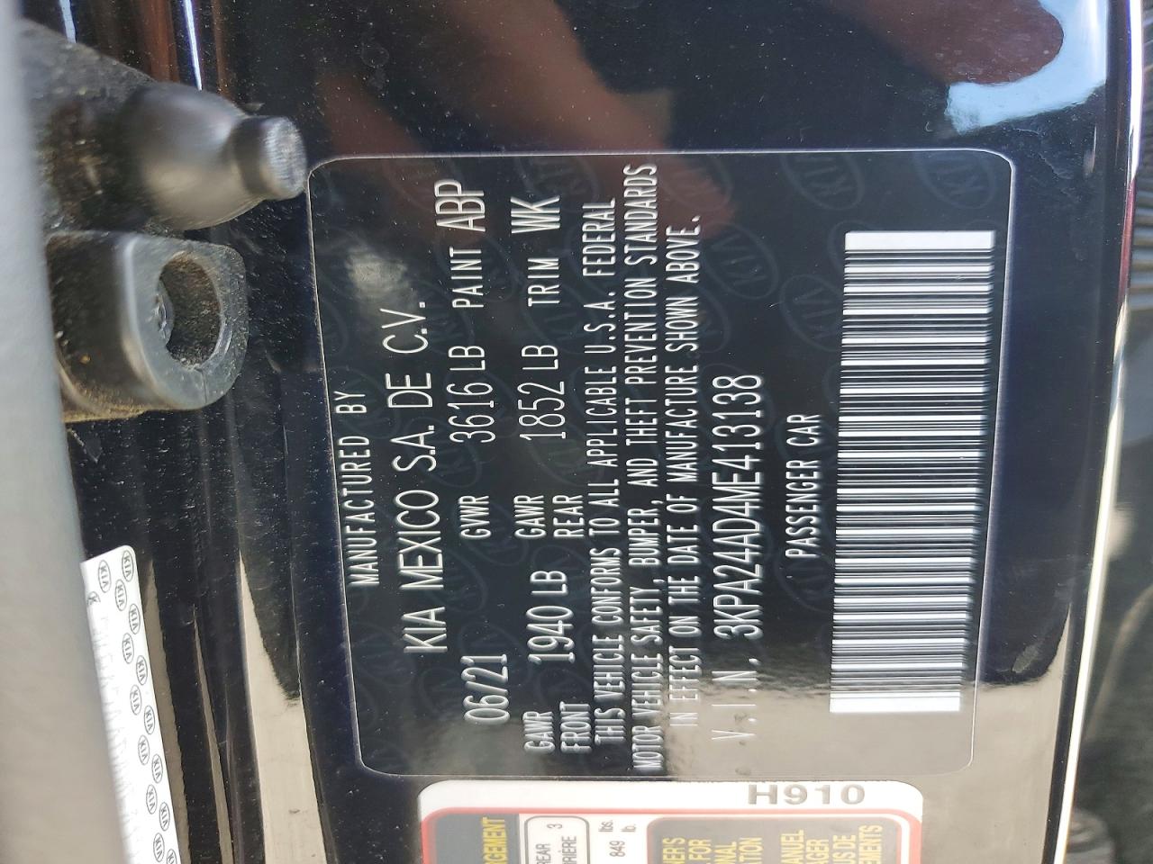 2021 Kia Rio Lx Black vin: 3KPA24AD4ME413138