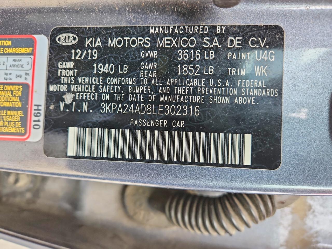 2020 Kia Rio S Blue vin: 3KPA24AD8LE302316
