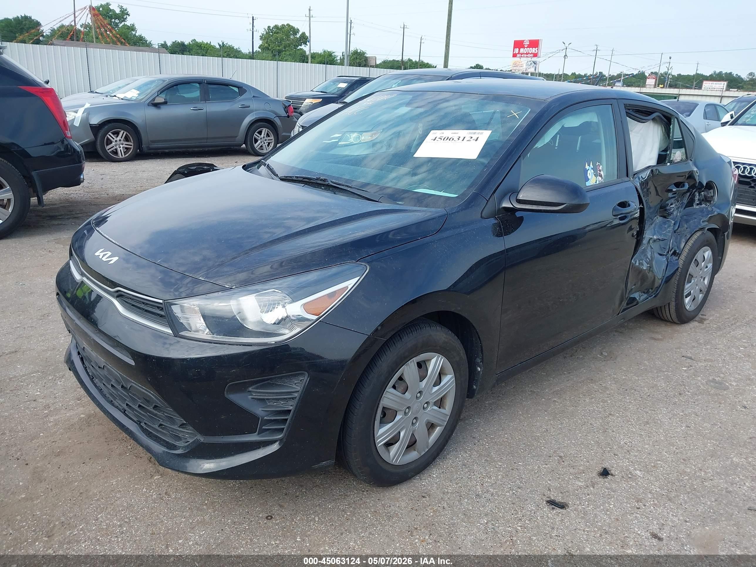 2022 Kia Rio S Black vin: 3KPA24AD9NE437663