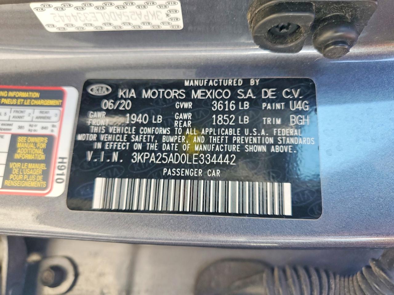 2020 Kia Rio 5-door S Gray vin: 3KPA25AD0LE334442
