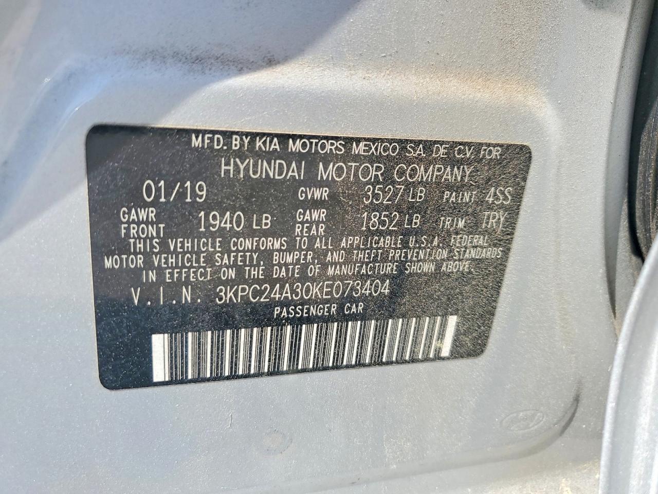 2019 Hyundai Accent Se Silver vin: 3KPC24A30KE073404