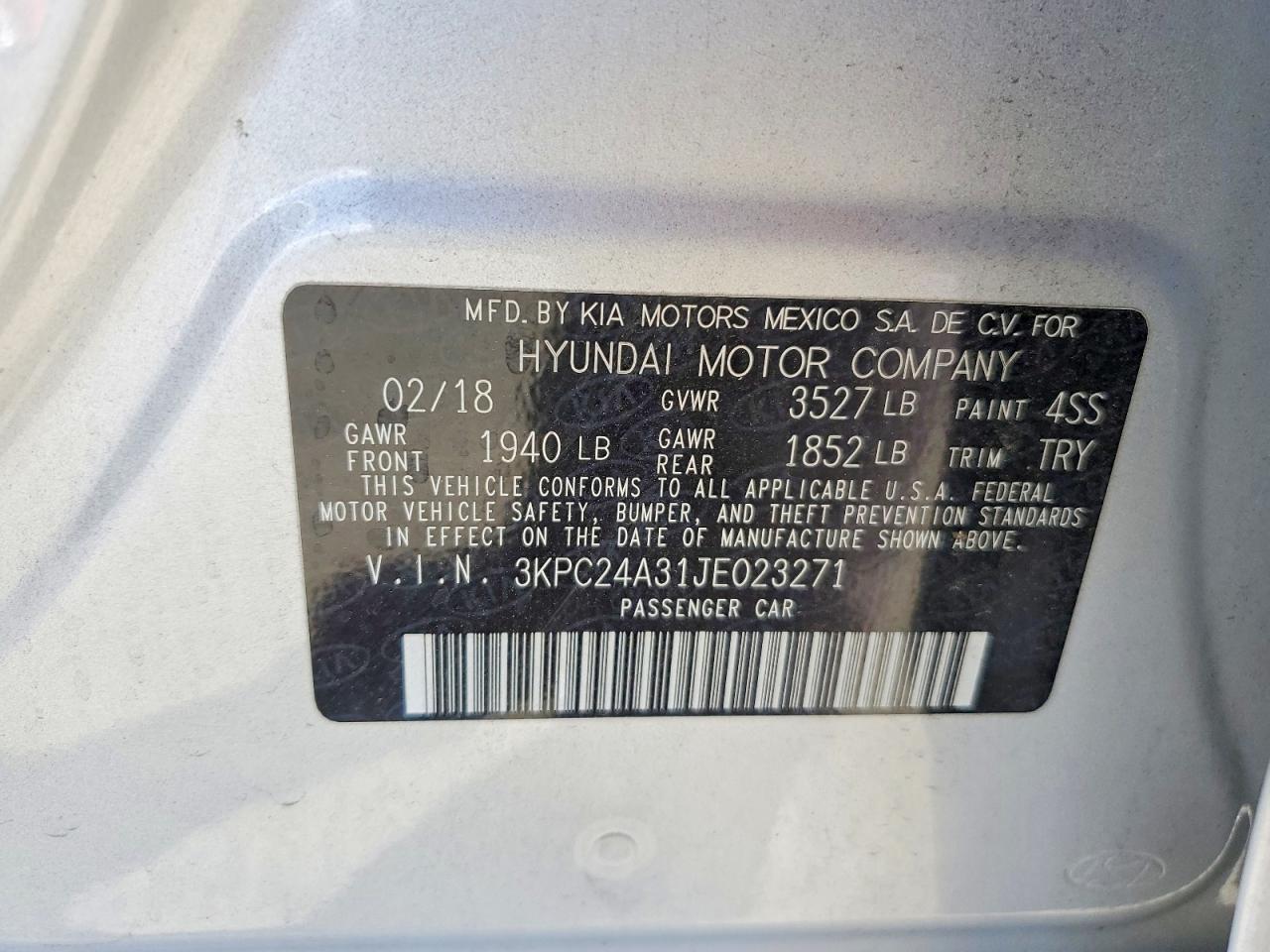 2018 Hyundai Accent Sel Silver vin: 3KPC24A31JE023271