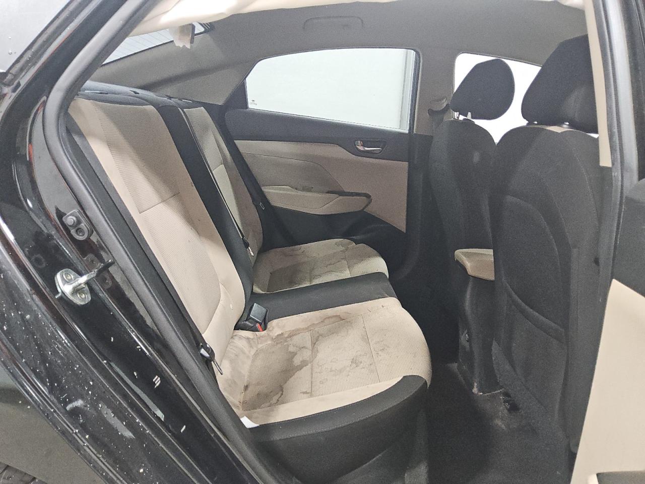 2019 Hyundai Accent Sel Black vin: 3KPC24A32KE051033 Damage: Left Rear Seat Cushion, Stained, Permanent