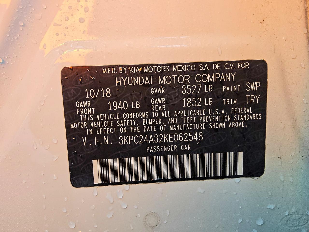 2019 Hyundai Accent Se White vin: 3KPC24A32KE062548
