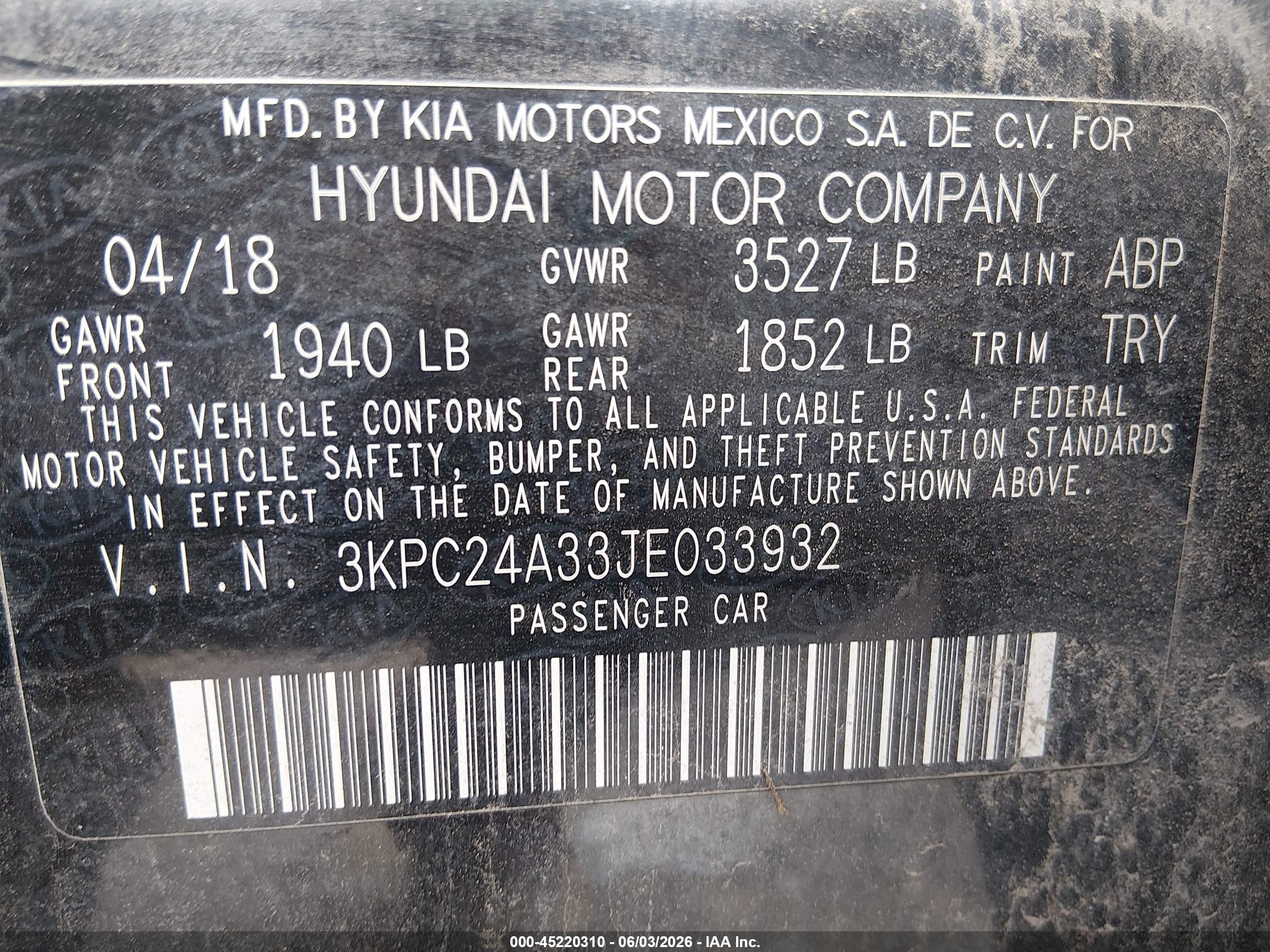 2018 Hyundai Accent Se Черный vin: 3KPC24A33JE033932