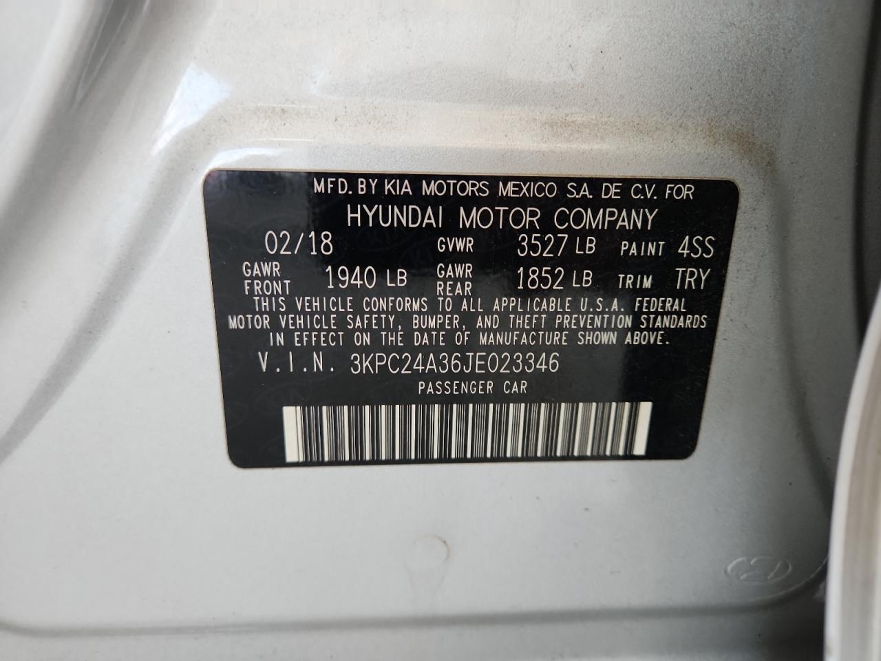 2018 Hyundai Accent Se Серебряный vin: 3KPC24A36JE023346