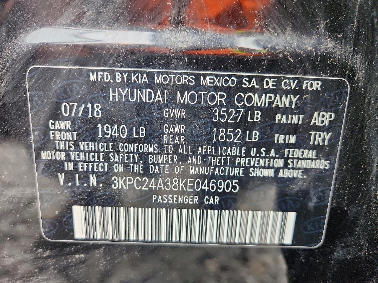 2019 Hyundai Accent Sel Black vin: 3KPC24A38KE046905