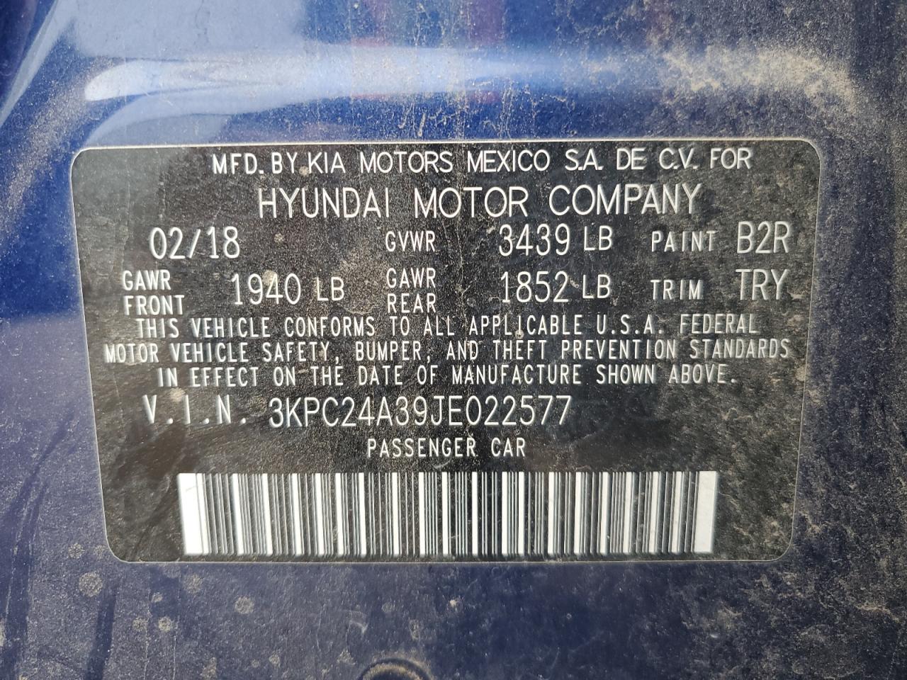2018 Hyundai Accent Se Синий vin: 3KPC24A39JE022577