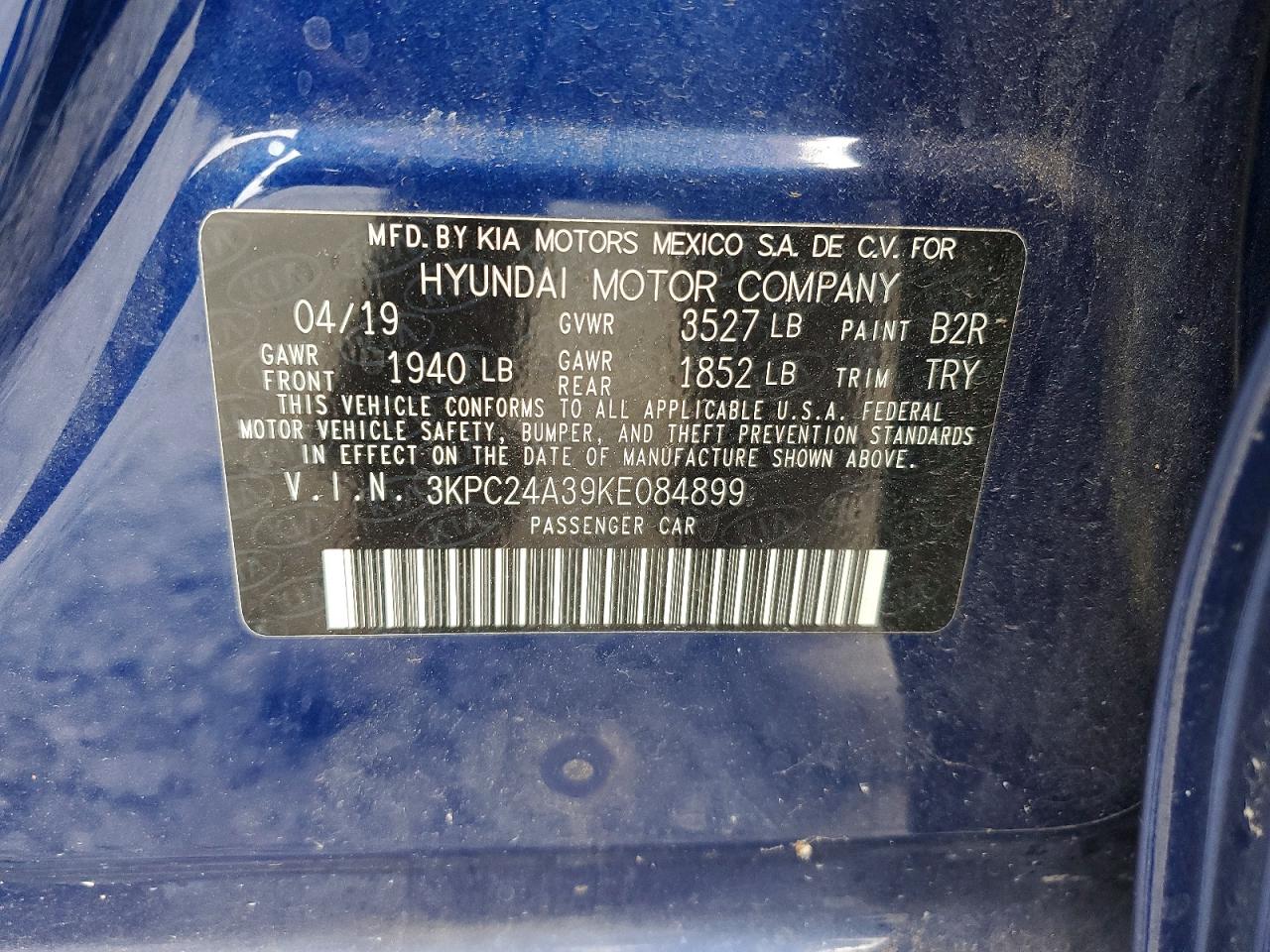 2019 Hyundai Accent Se Blue vin: 3KPC24A39KE084899