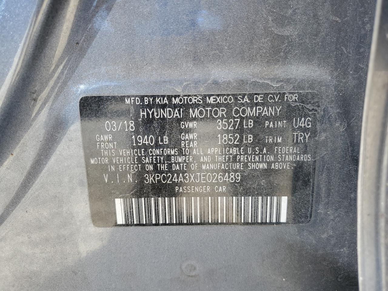 2018 Hyundai Accent Se Серый vin: 3KPC24A3XJE026489