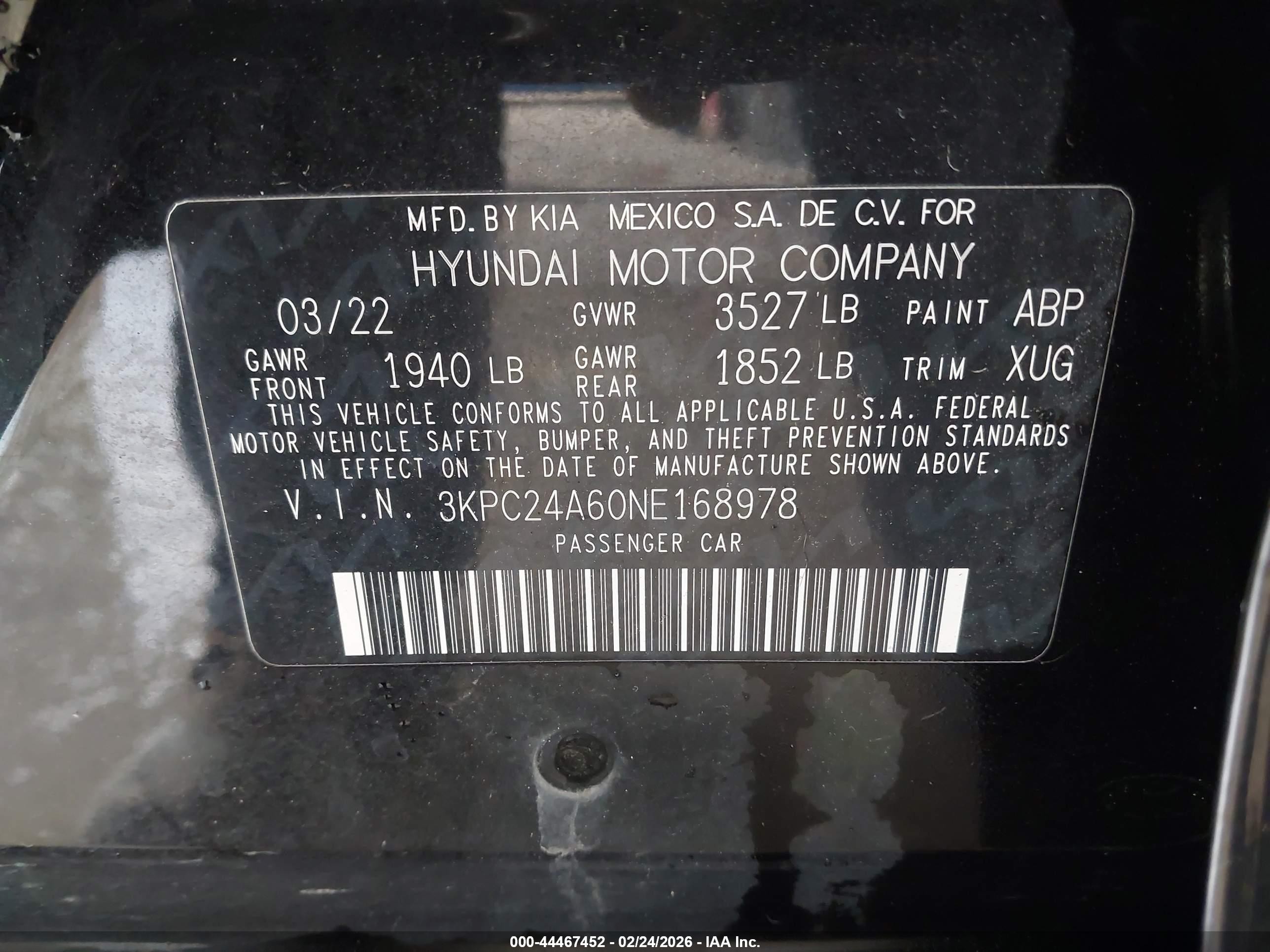 2022 Hyundai Accent Se Black vin: 3KPC24A60NE168978