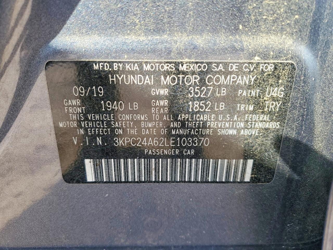 2020 Hyundai Accent Se Gray vin: 3KPC24A62LE103370