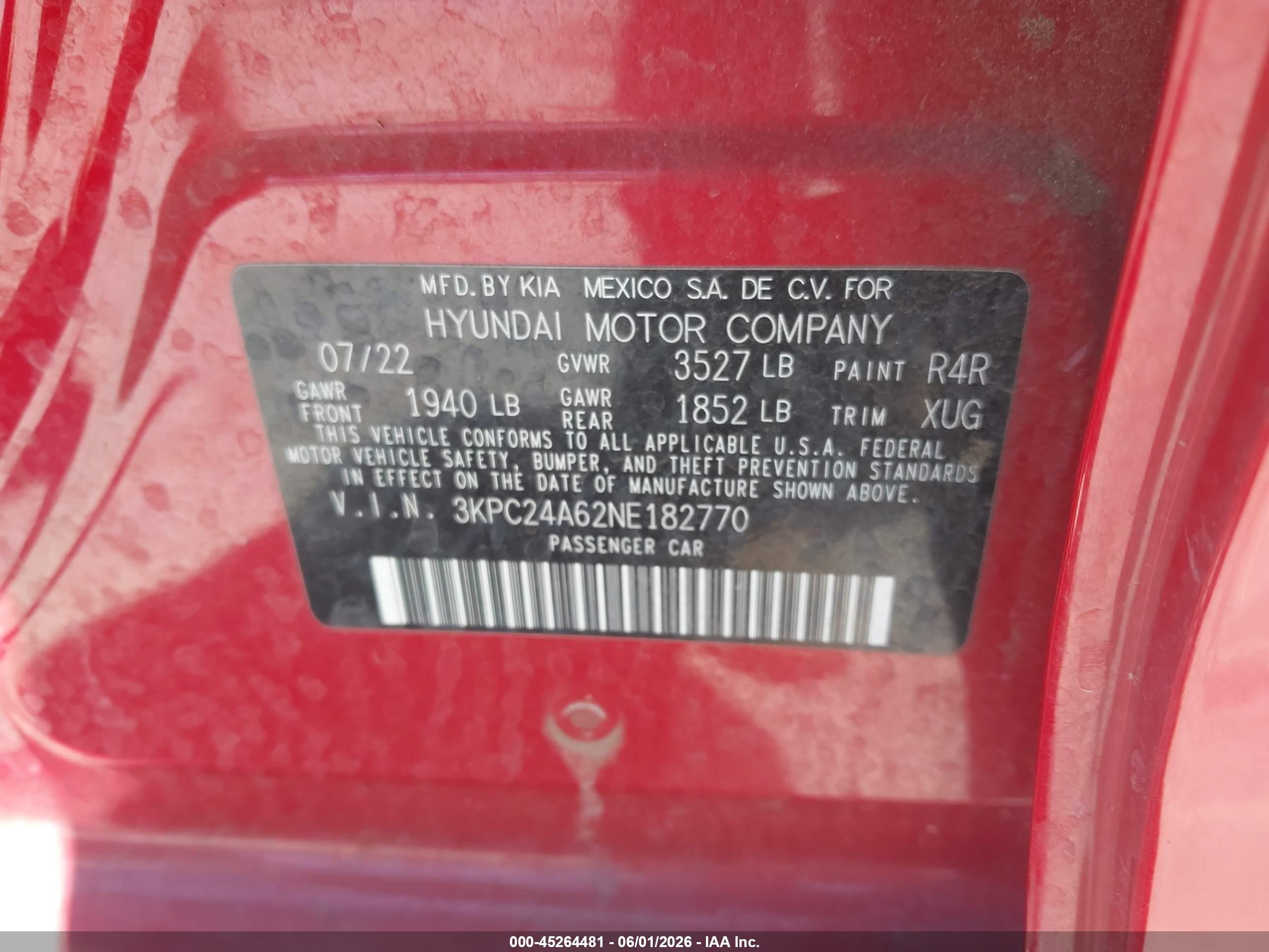 2022 Hyundai Accent Se Red vin: 3KPC24A62NE182770