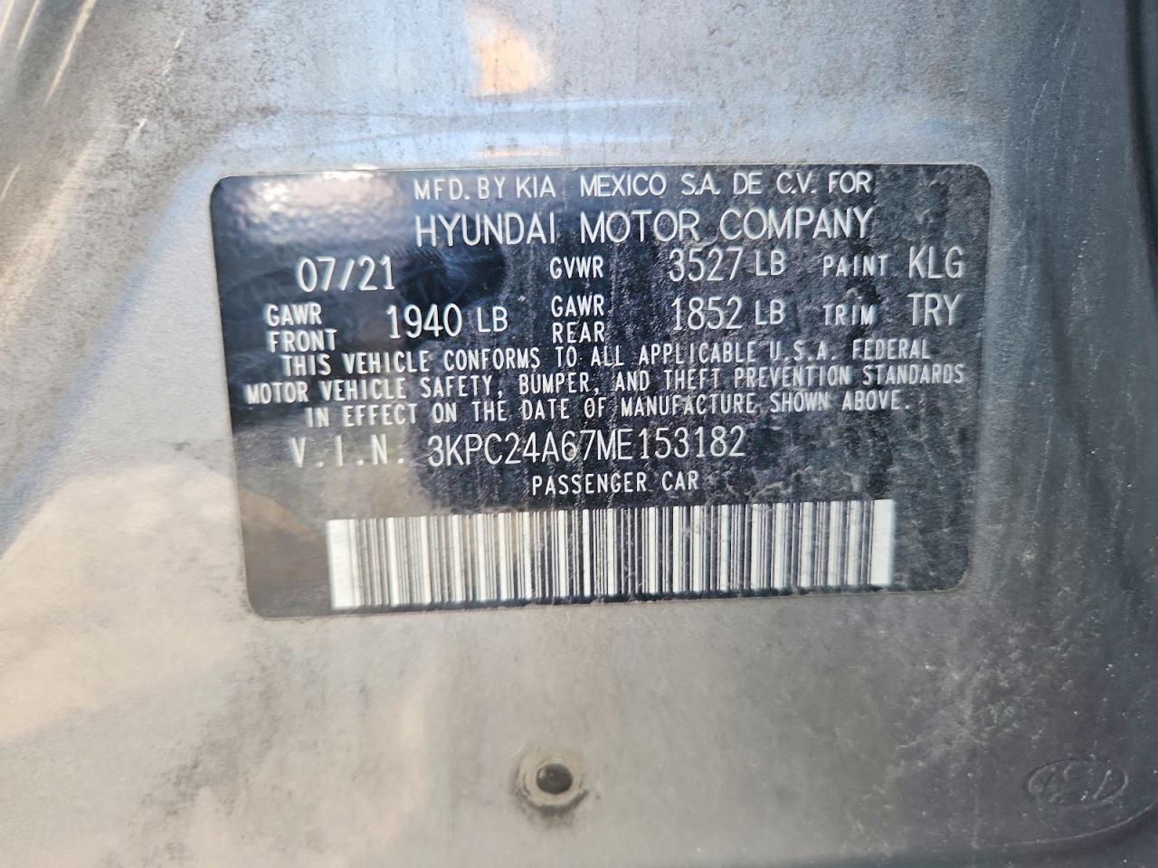 2021 Hyundai Accent Se Gray vin: 3KPC24A67ME153182