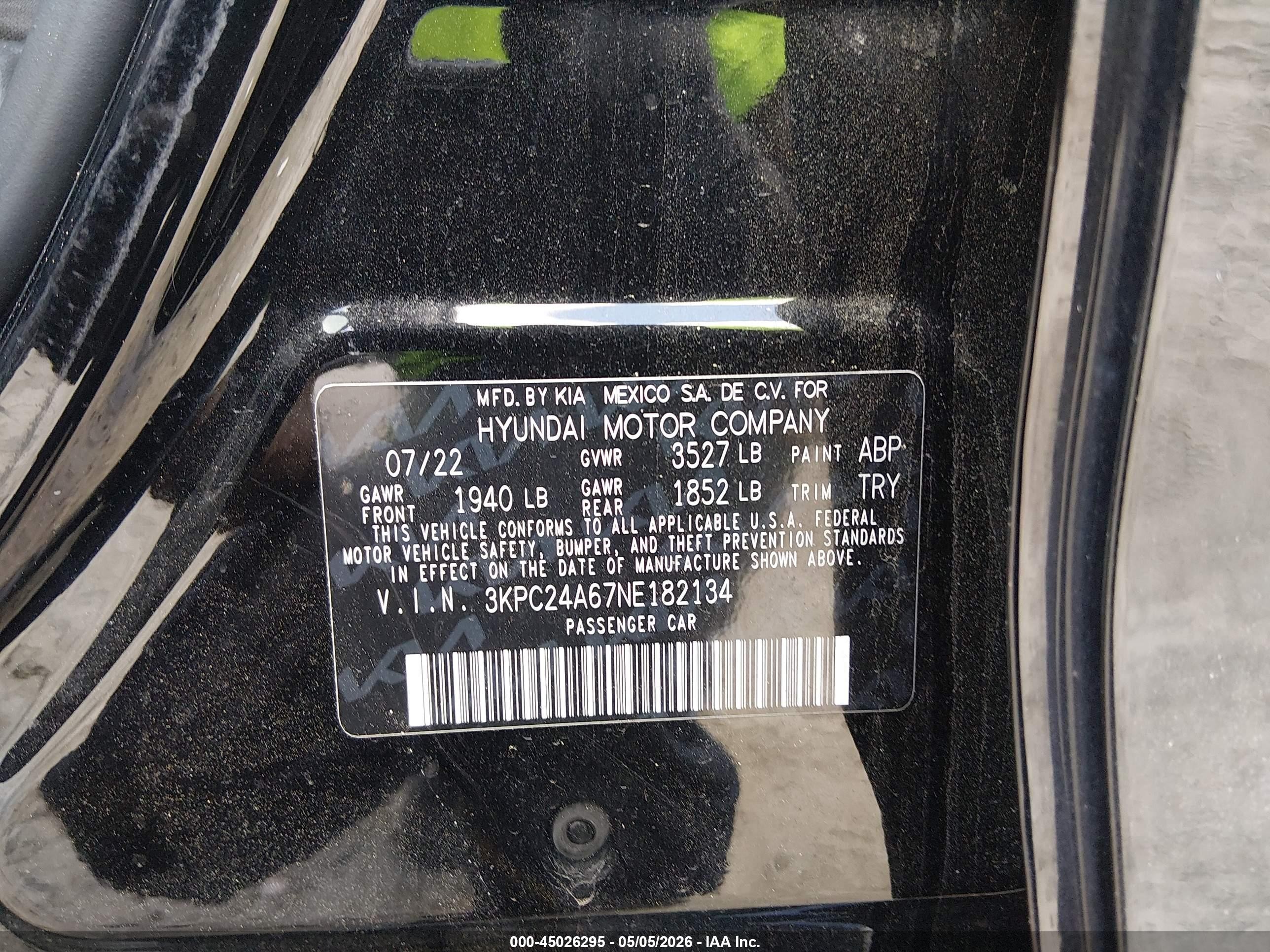 2022 Hyundai Accent Se Black vin: 3KPC24A67NE182134