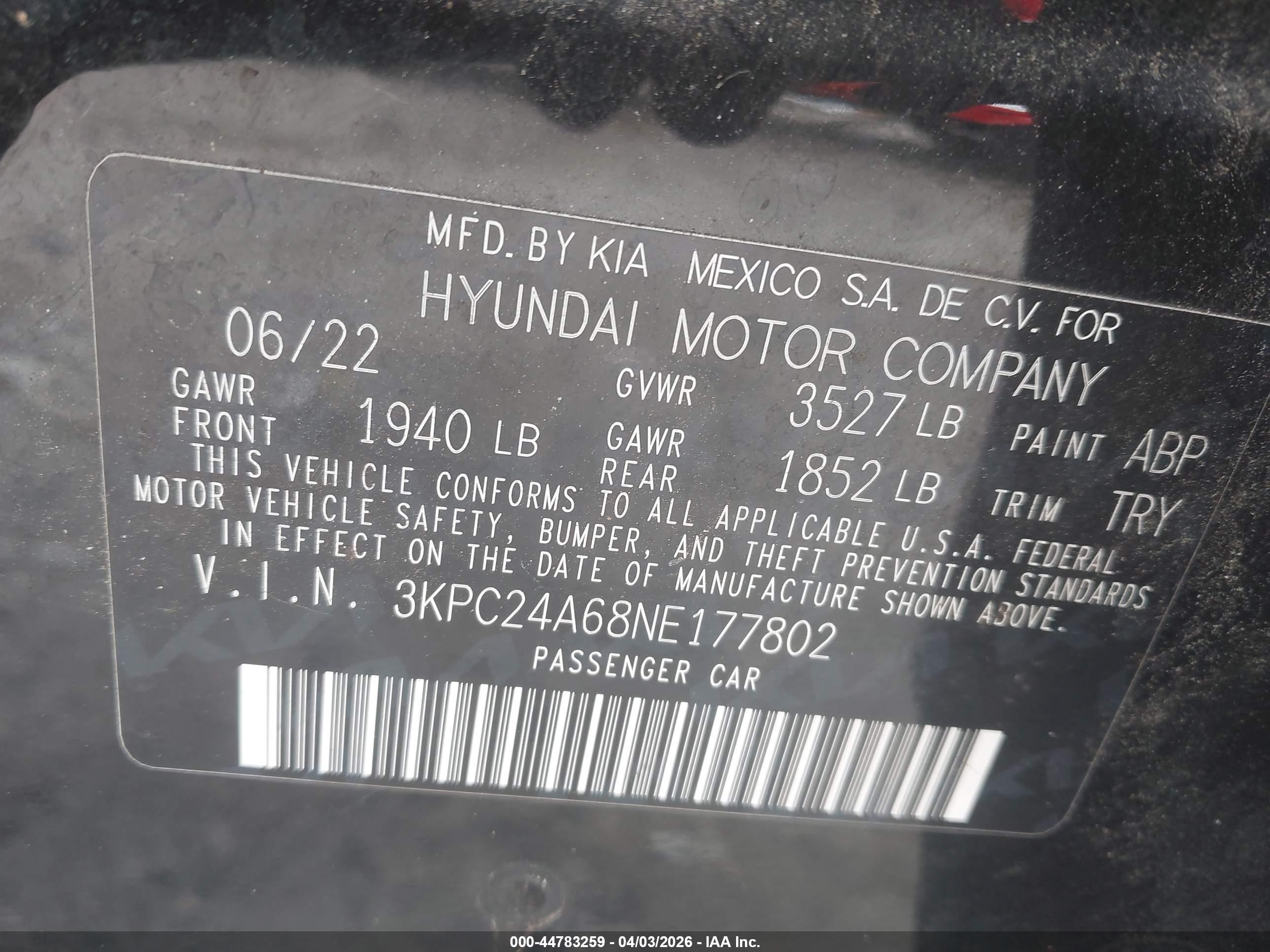 2022 Hyundai Accent Sel Black vin: 3KPC24A68NE177802