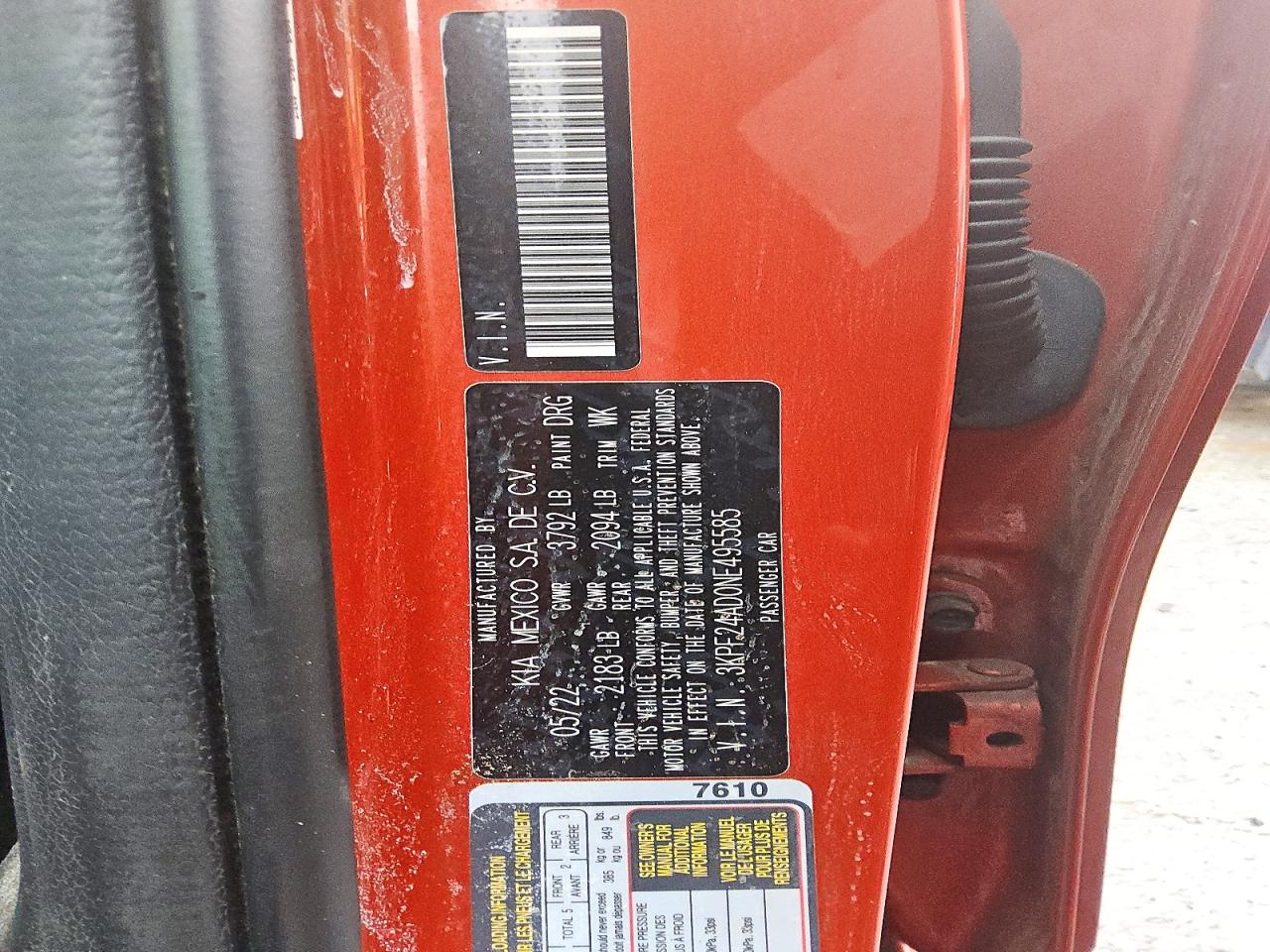 2022 Kia Forte Lxs Orange vin: 3KPF24AD0NE495585