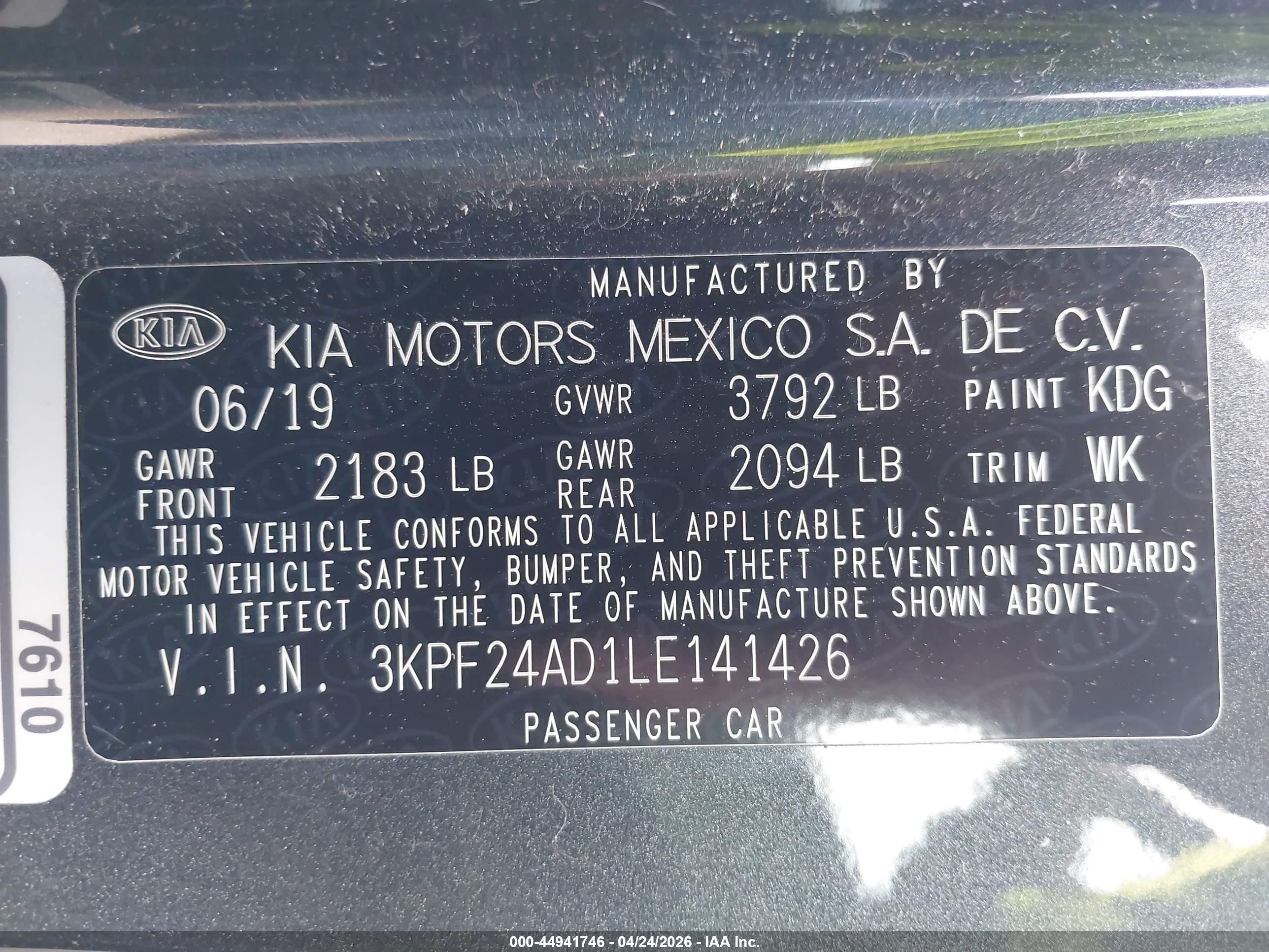 2020 Kia Forte Lxs Gray vin: 3KPF24AD1LE141426