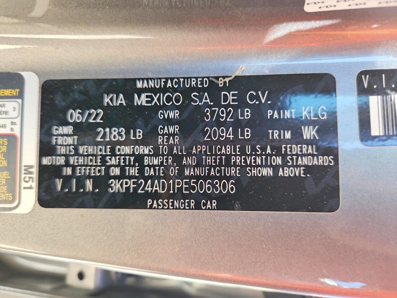 2023 Kia Forte Lxs Gray vin: 3KPF24AD1PE506306