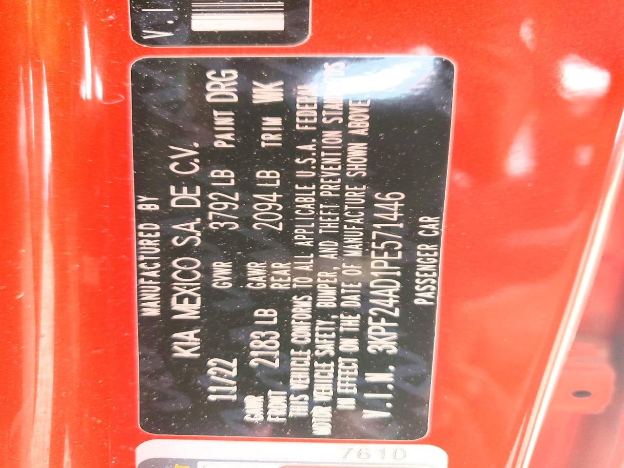 2023 Kia Forte Lxs Orange vin: 3KPF24AD1PE571446