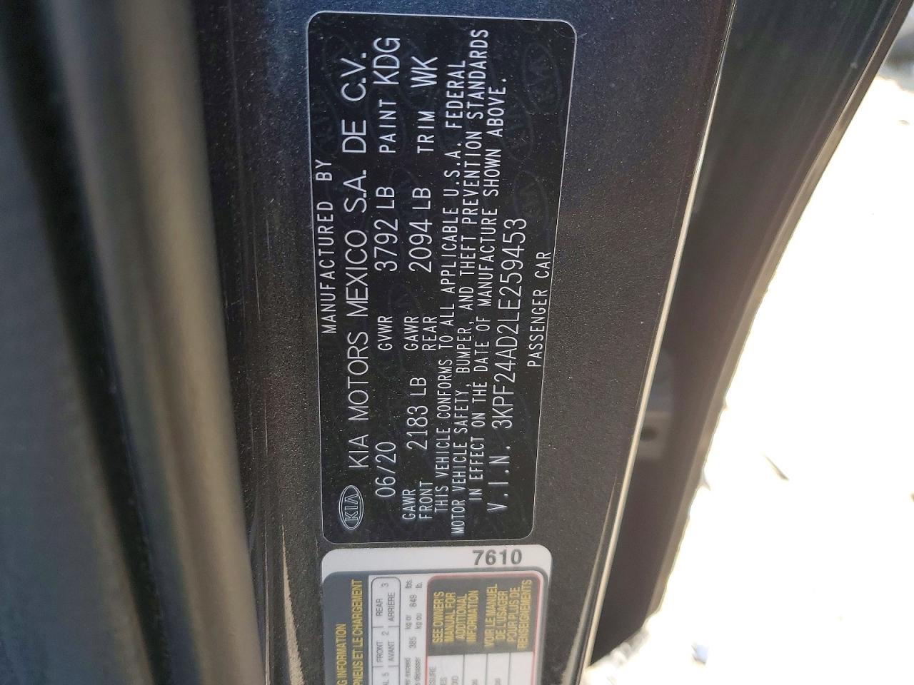 2020 Kia Forte Lxs Gray vin: 3KPF24AD2LE259453