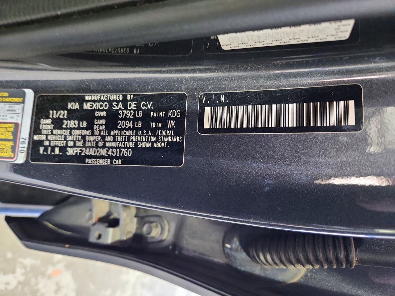 2022 Kia Forte Lxs Gray vin: 3KPF24AD2NE431760