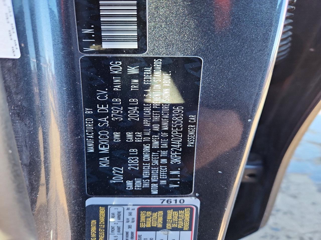 2023 Kia Forte Lxs Gray vin: 3KPF24AD2PE558396