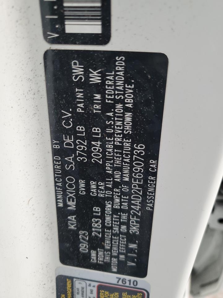 2023 Kia Forte Lx White vin: 3KPF24AD2PE690736