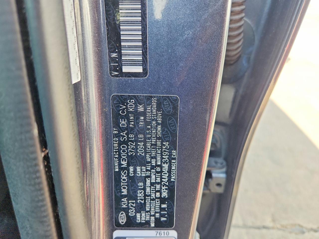 2021 Kia Forte Lxs Gray vin: 3KPF24AD4ME349754