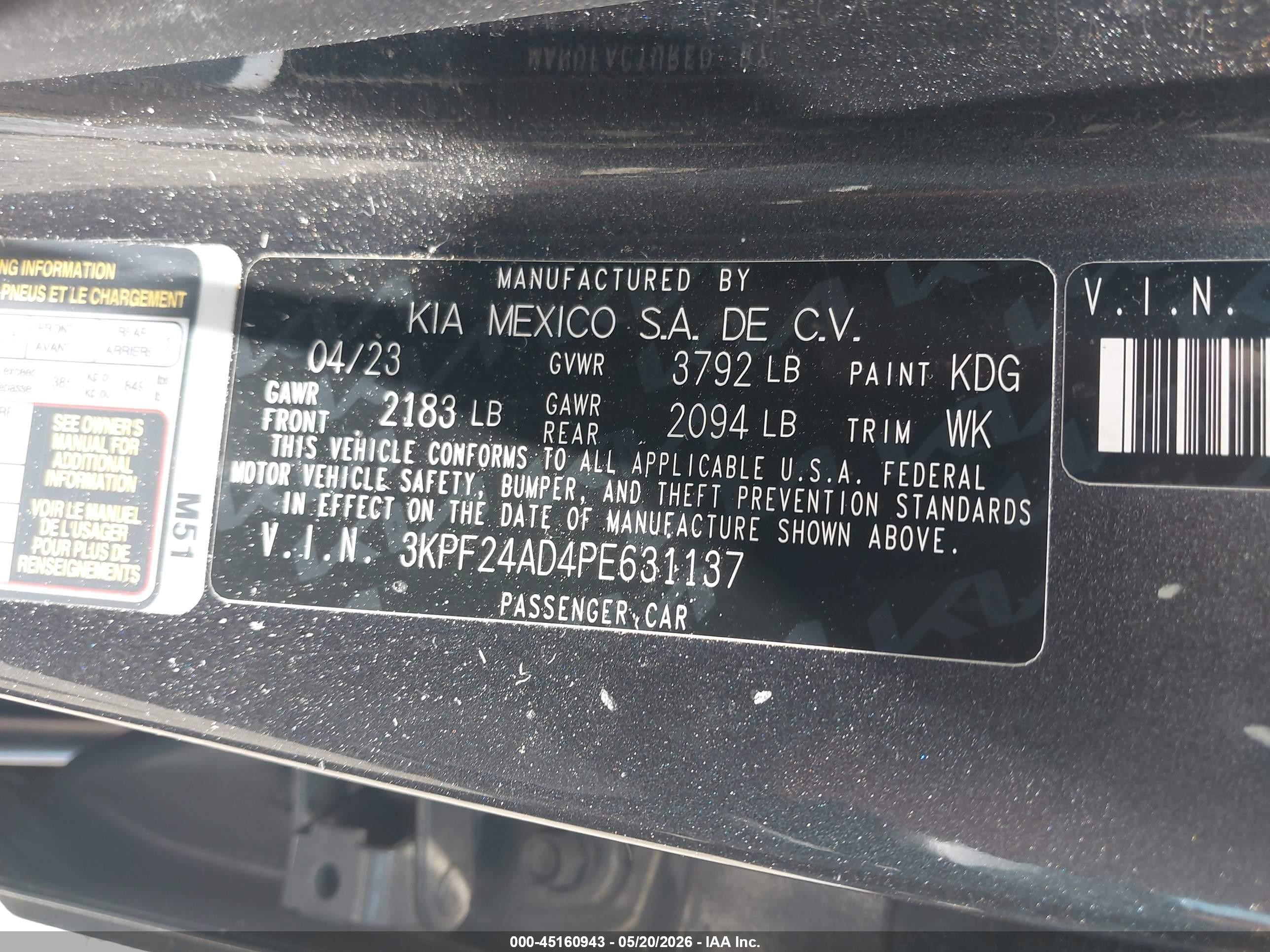 2023 Kia Forte Lxs Gray vin: 3KPF24AD4PE631137