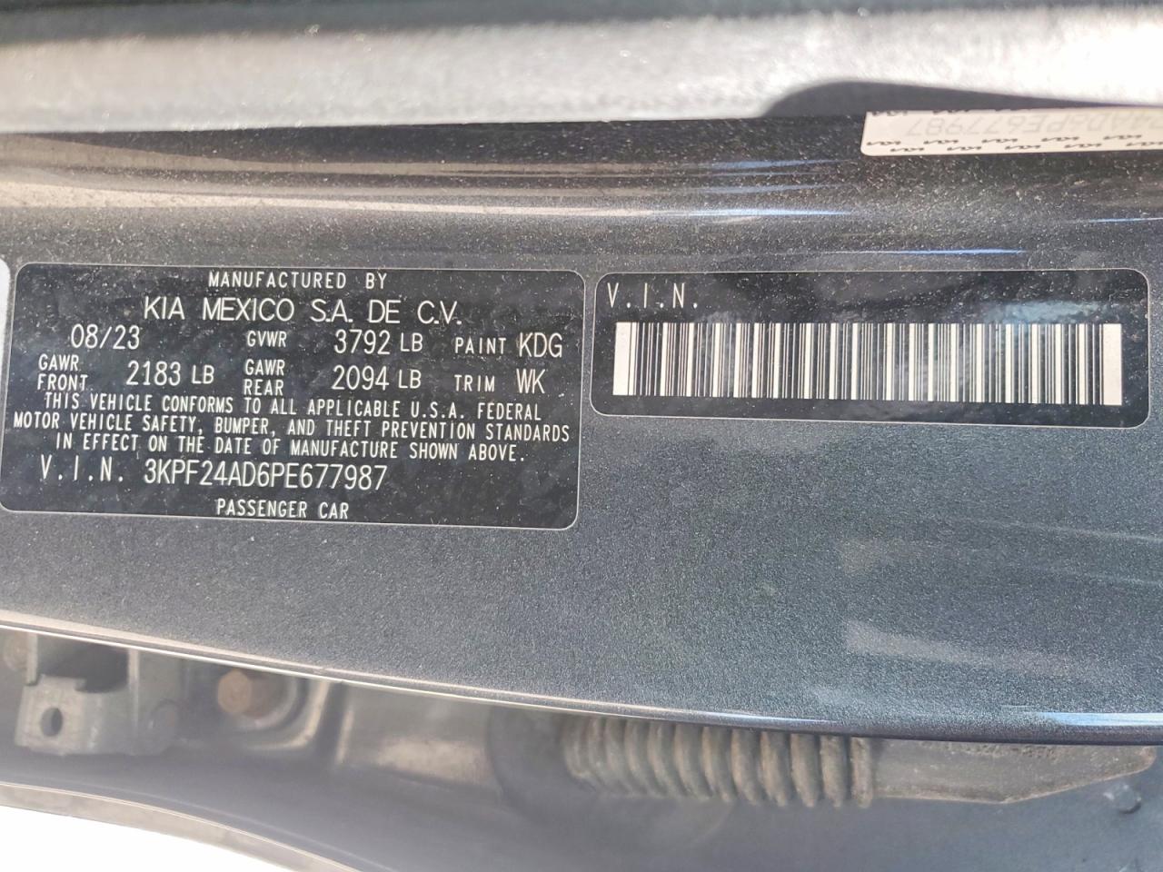 2023 Kia Forte Lx Charcoal vin: 3KPF24AD6PE677987