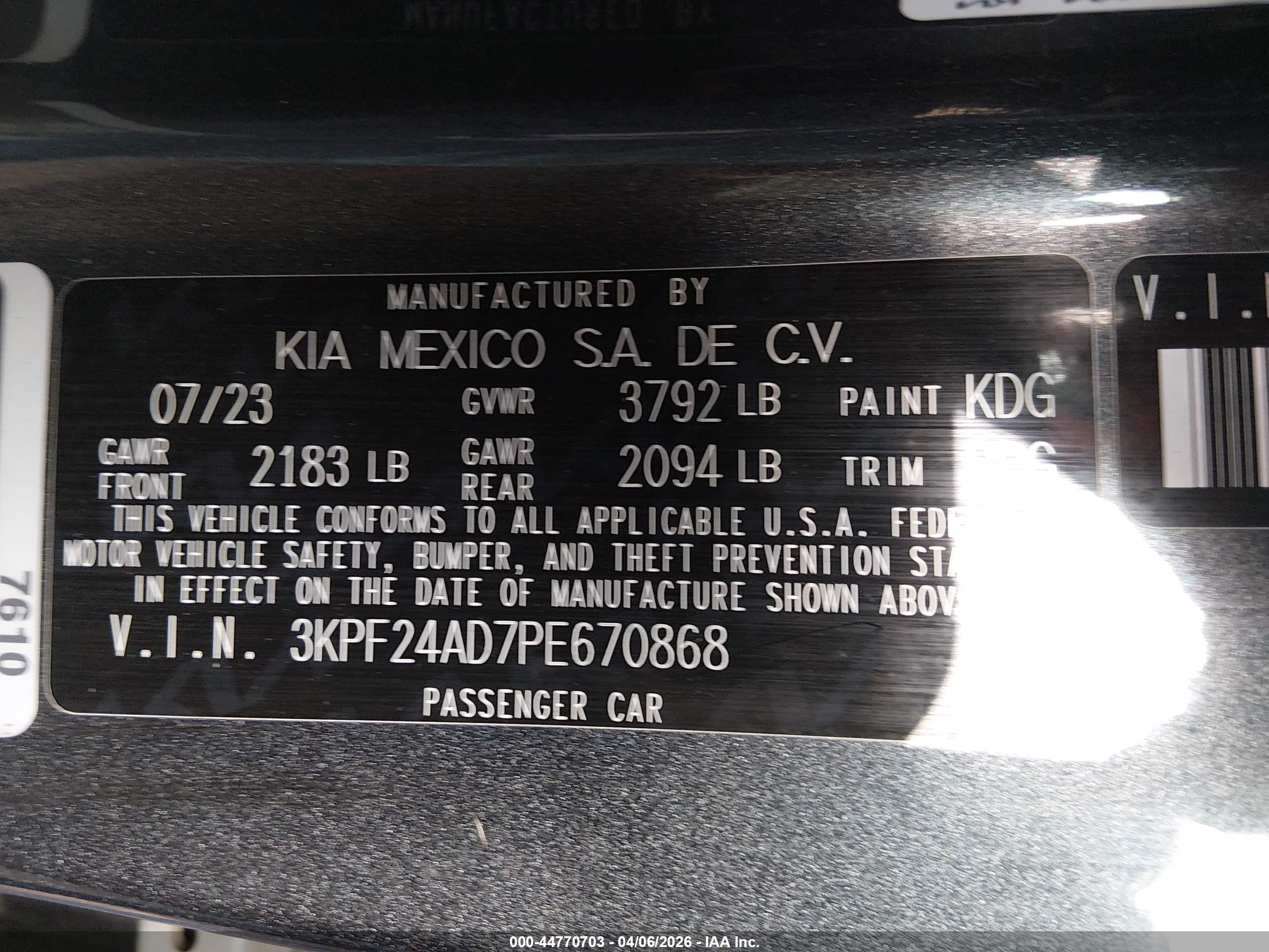 2023 Kia Forte Lxs Gray vin: 3KPF24AD7PE670868