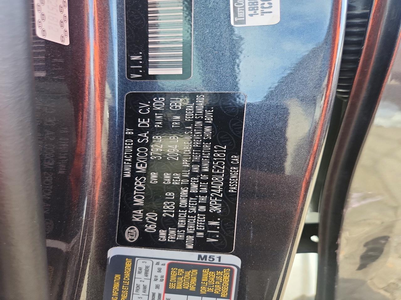 2020 Kia Forte Lxs Gray vin: 3KPF24AD8LE251812