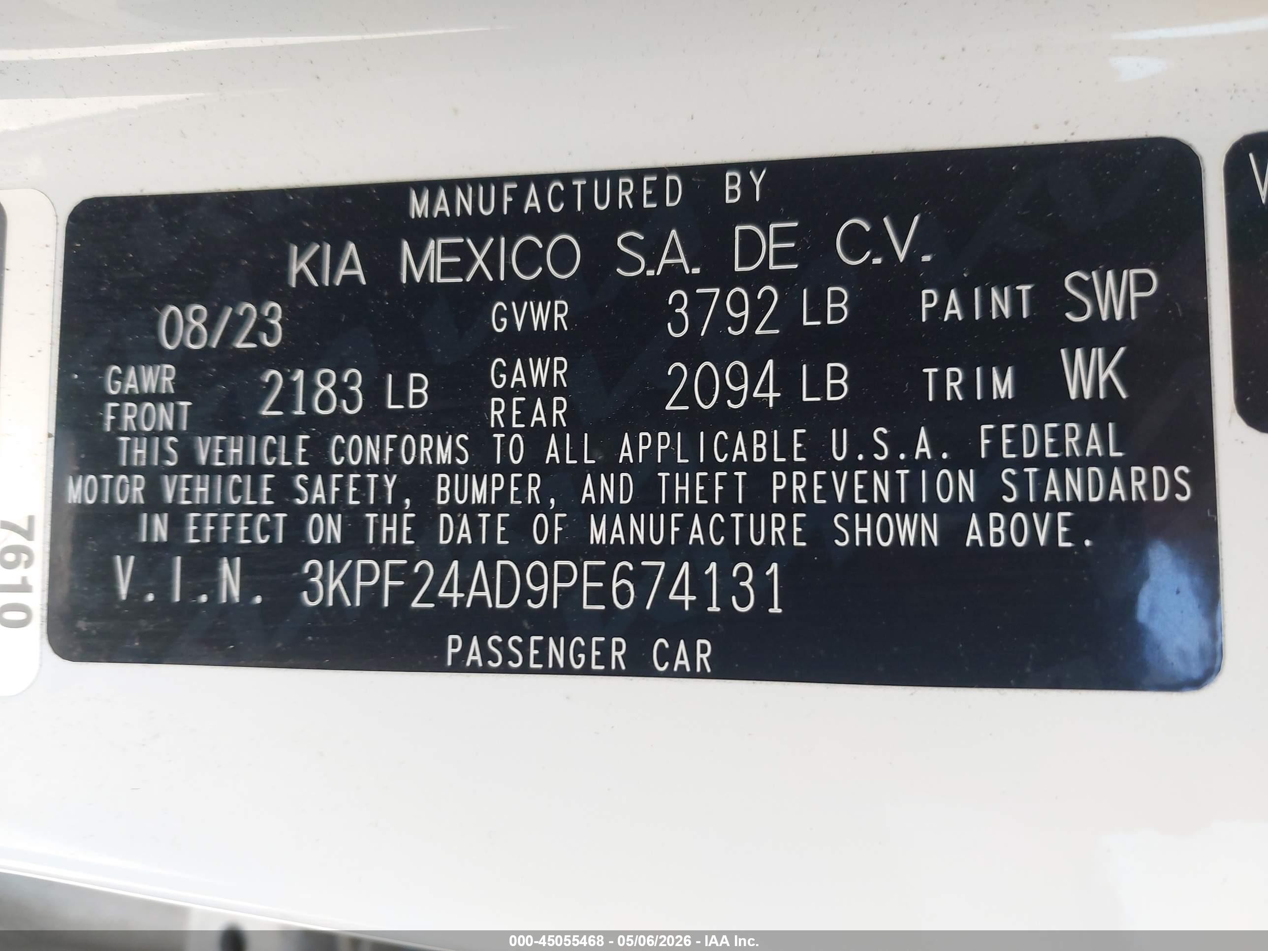 2023 Kia Forte Lxs Белый vin: 3KPF24AD9PE674131
