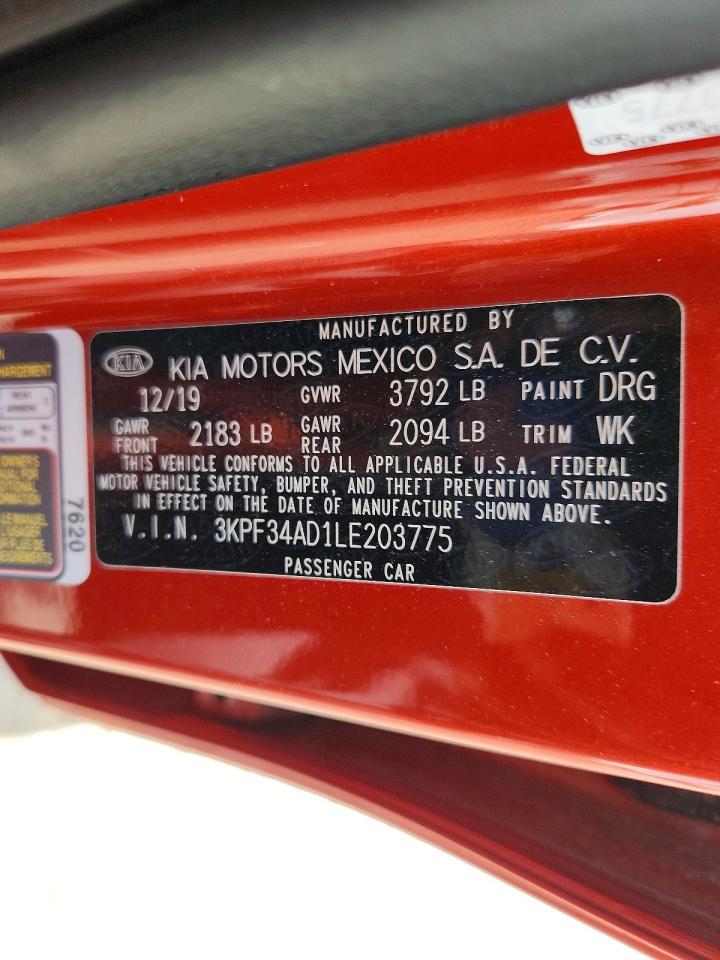 2020 Kia Forte Gt Line Orange vin: 3KPF34AD1LE203775
