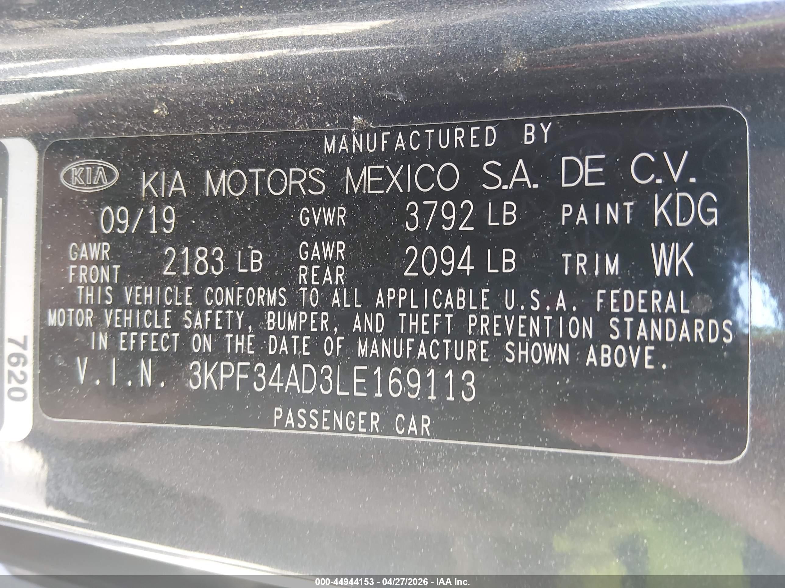2020 Kia Forte Gt-line Gray vin: 3KPF34AD3LE169113