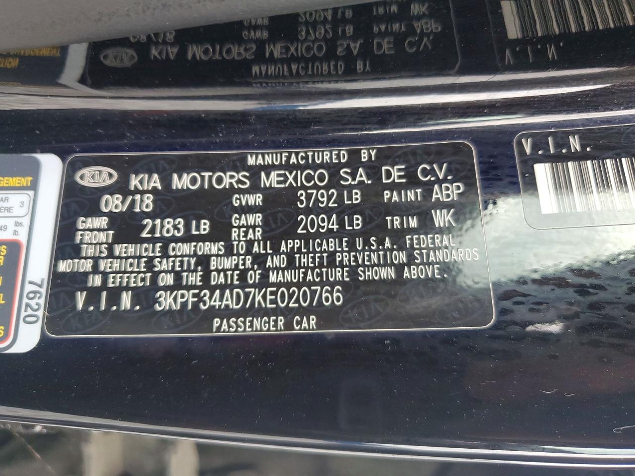 2019 Kia Forte S Black vin: 3KPF34AD7KE020766