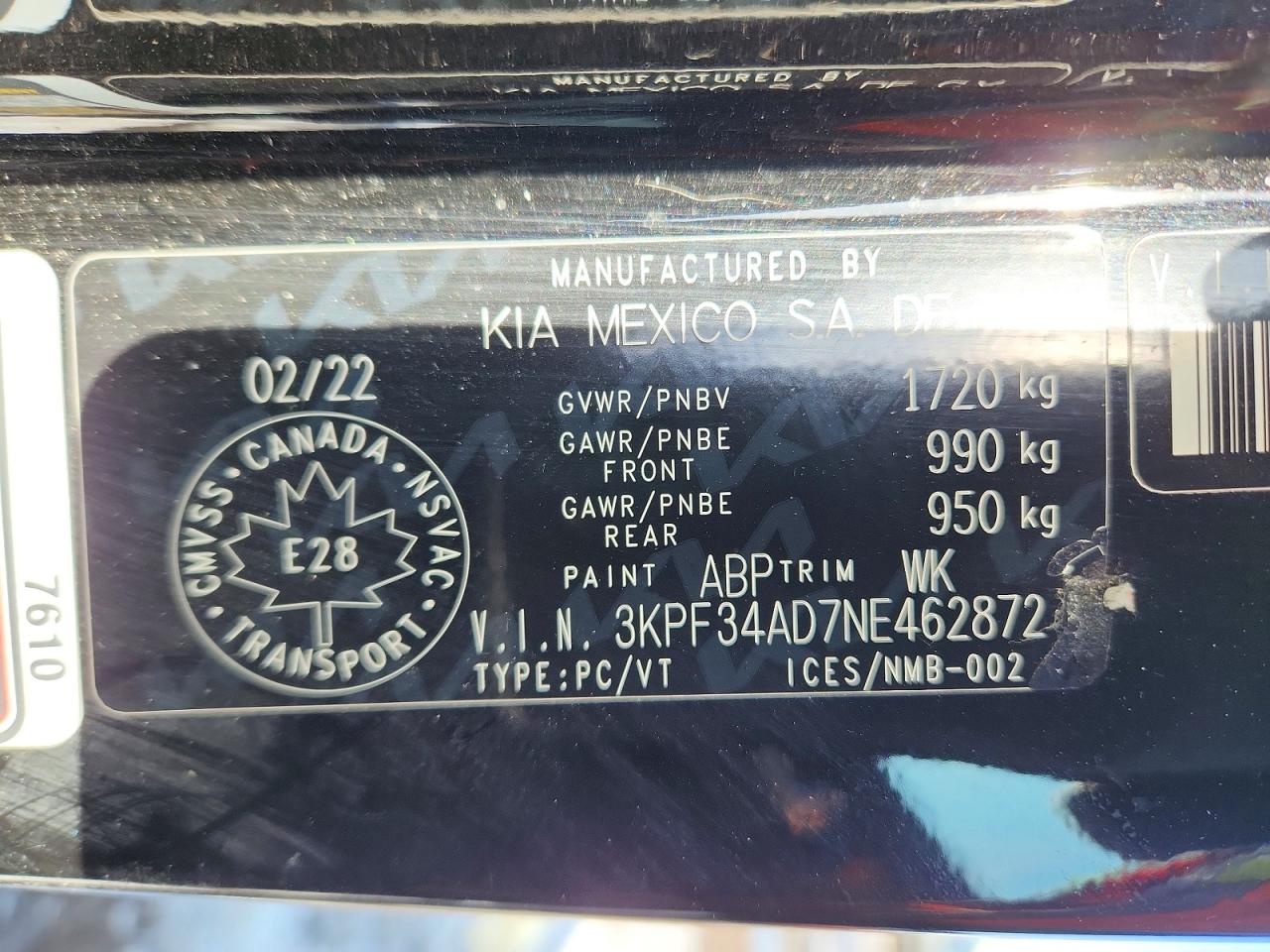 2022 Kia Forte Gt Line Black vin: 3KPF34AD7NE462872
