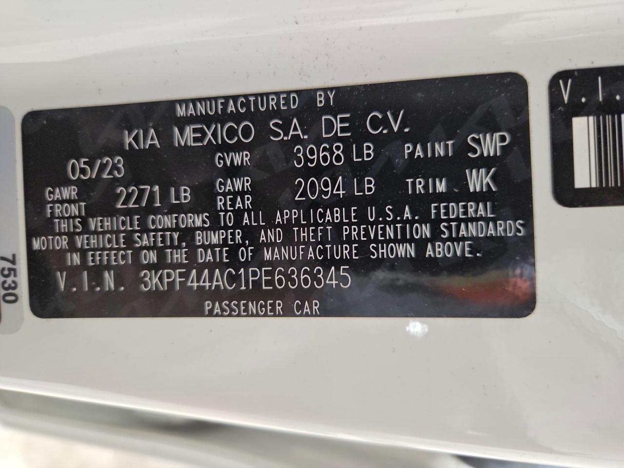 2023 Kia Forte Gt White vin: 3KPF44AC1PE636345