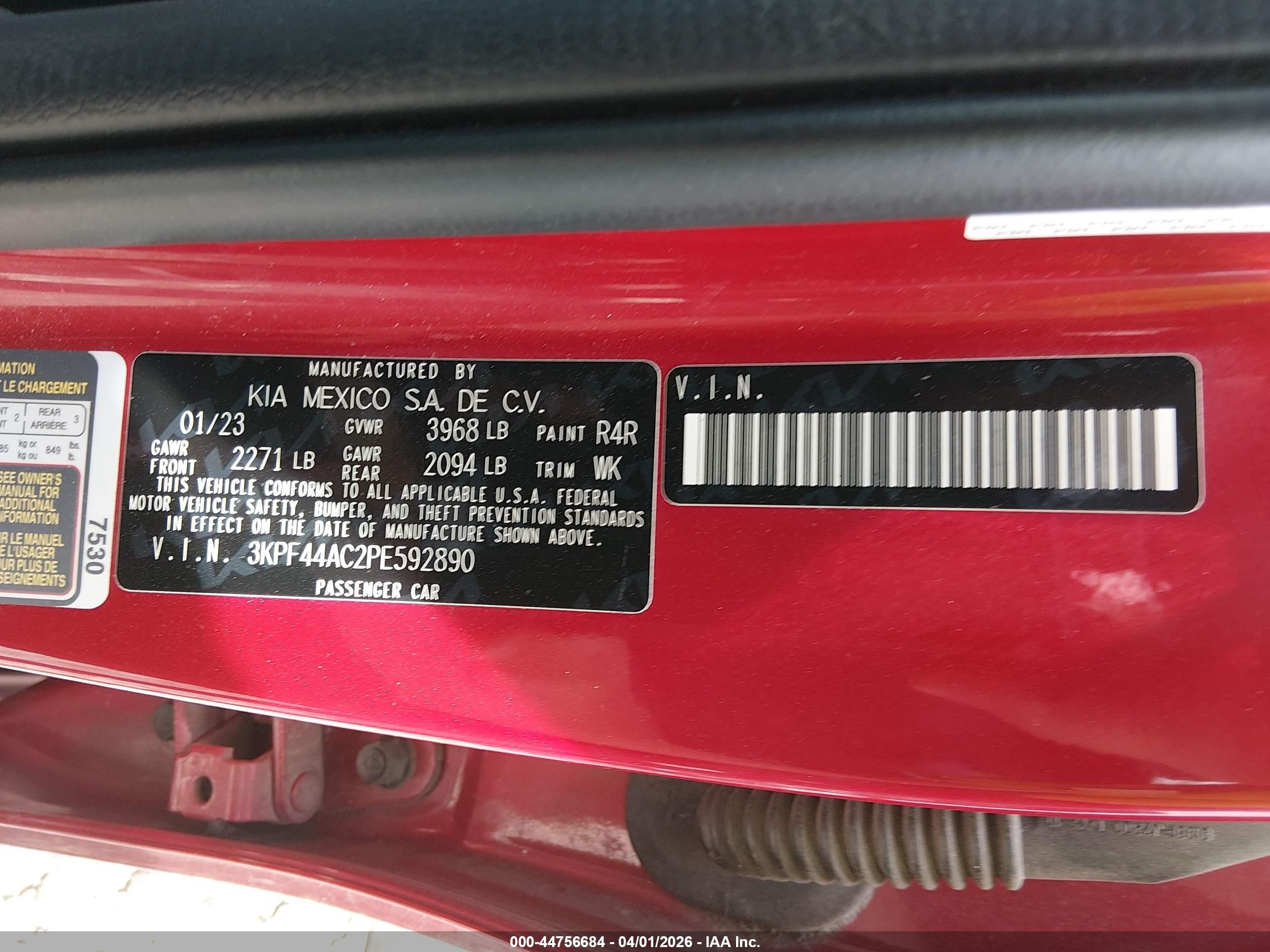 2023 Kia Forte Gt Red vin: 3KPF44AC2PE592890