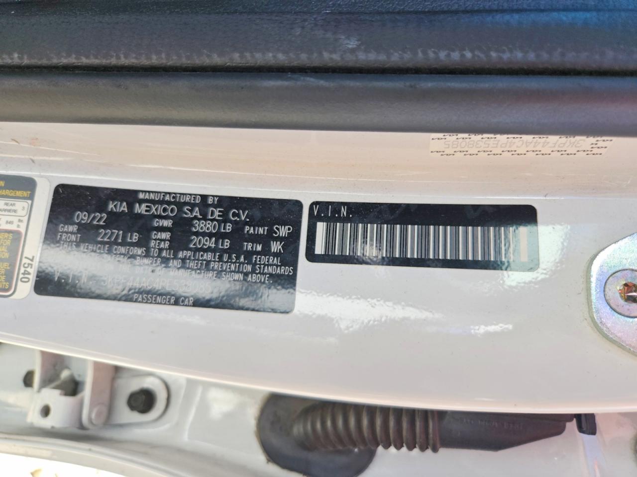 2023 Kia Forte Gt White vin: 3KPF44AC4PE538085