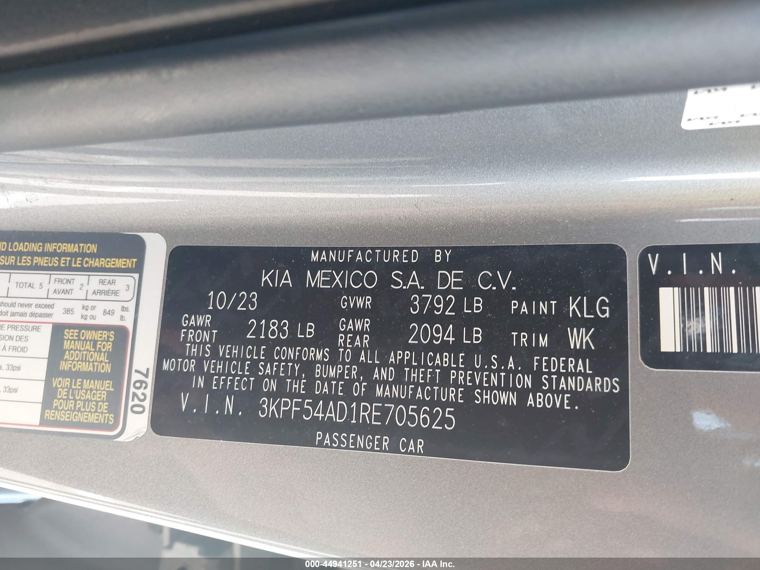2024 Kia Forte Gt-line Gray vin: 3KPF54AD1RE705625