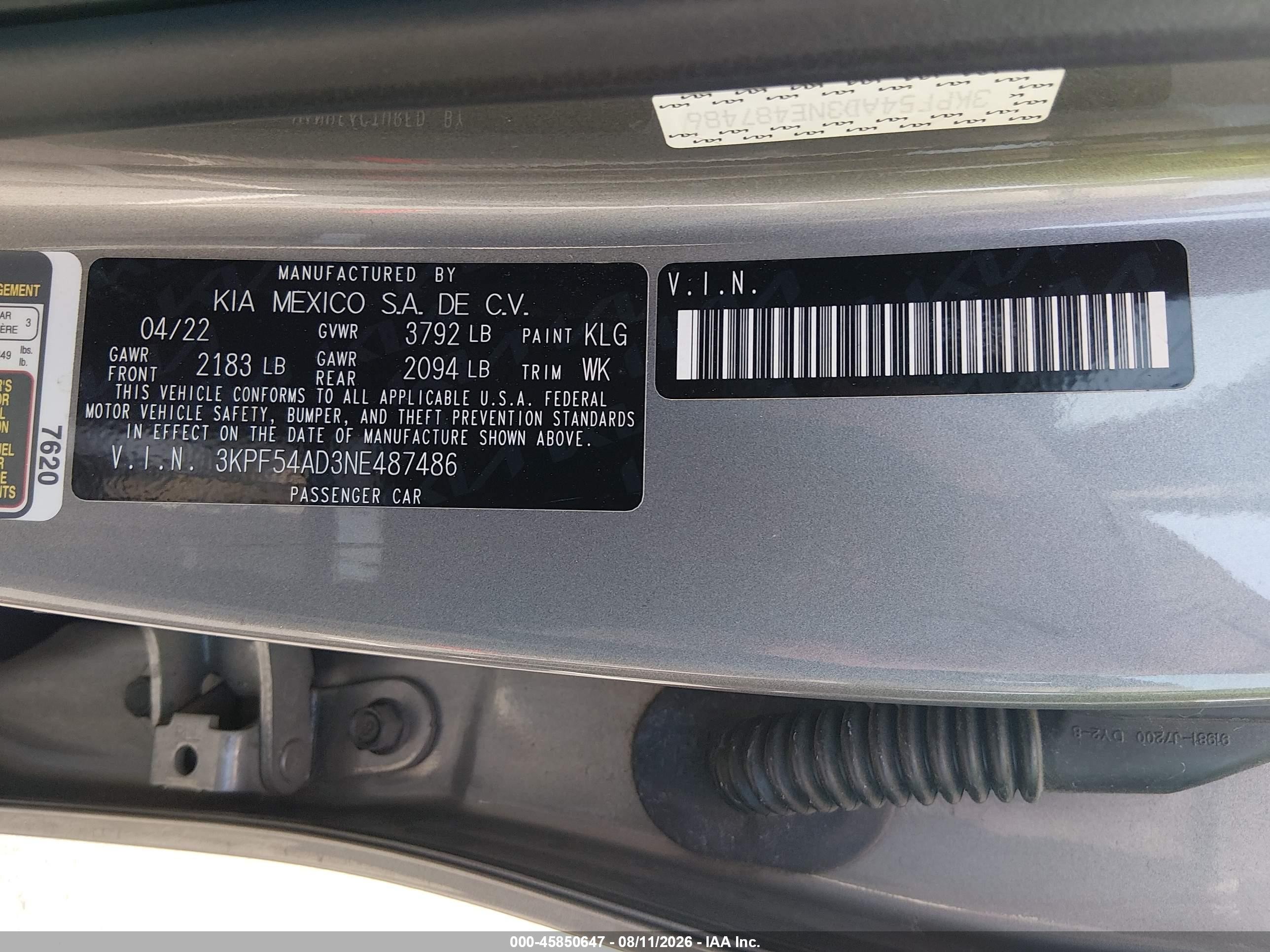 2022 Kia Forte Gt-line Black vin: 3KPF54AD3NE487486