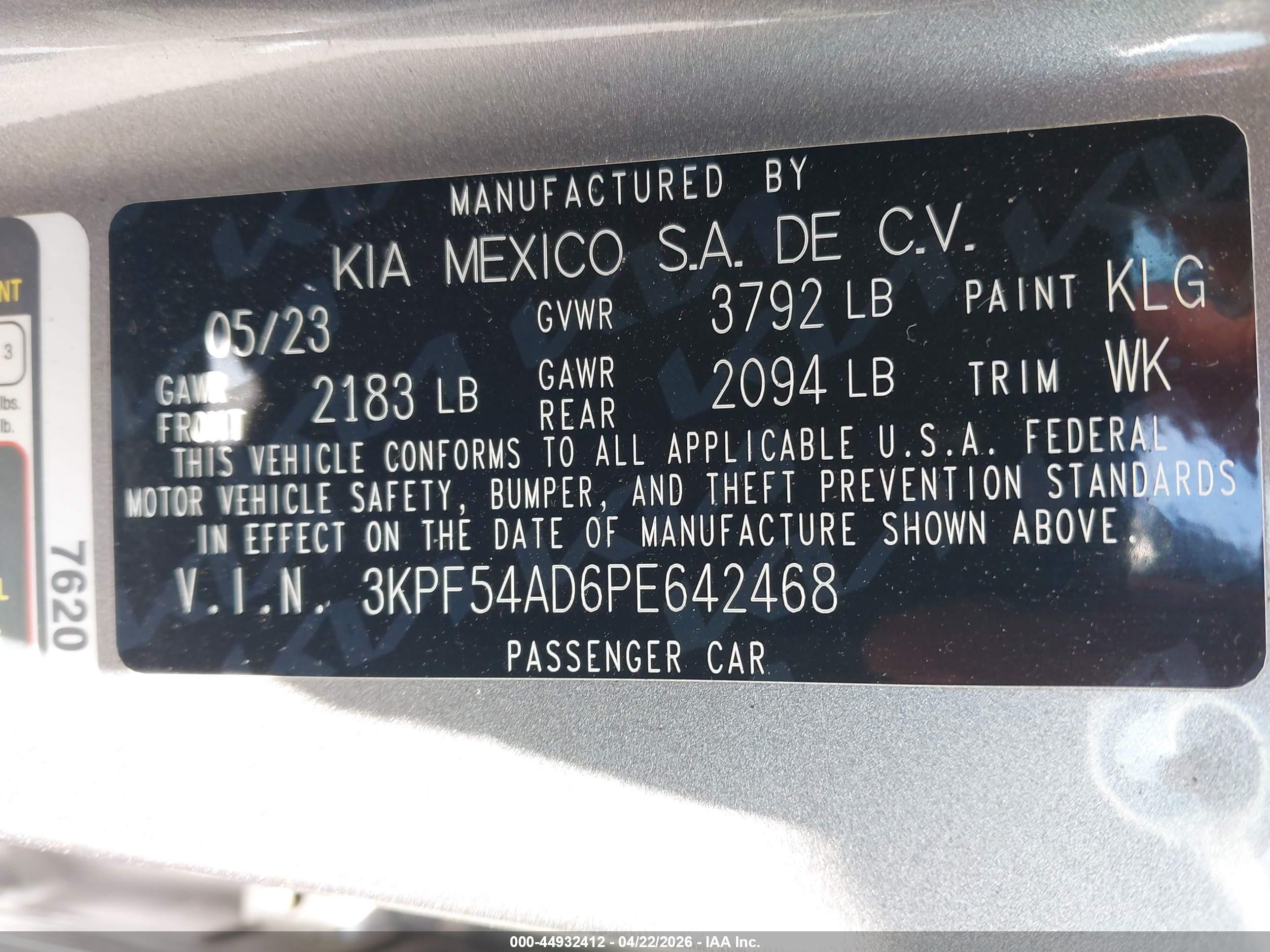 2023 Kia Forte Gt-line Gray vin: 3KPF54AD6PE642468