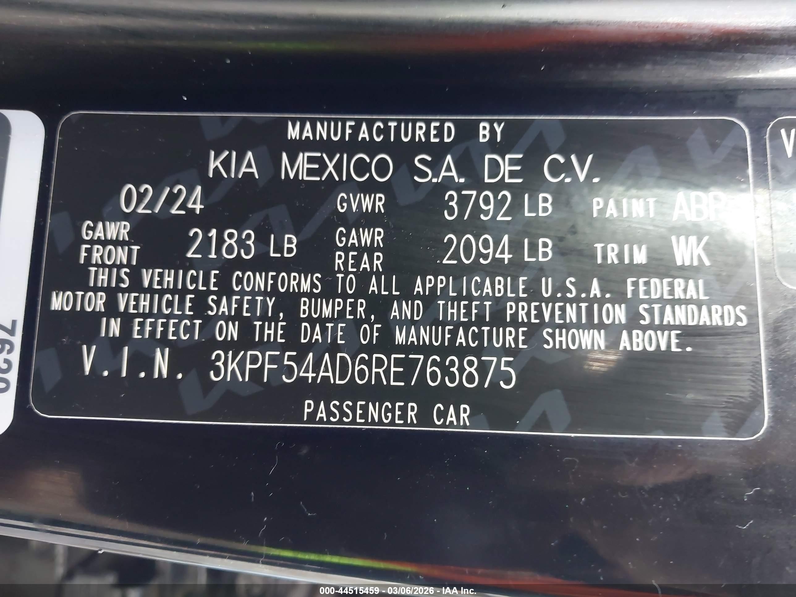 2024 Kia Forte Gt-line Черный vin: 3KPF54AD6RE763875