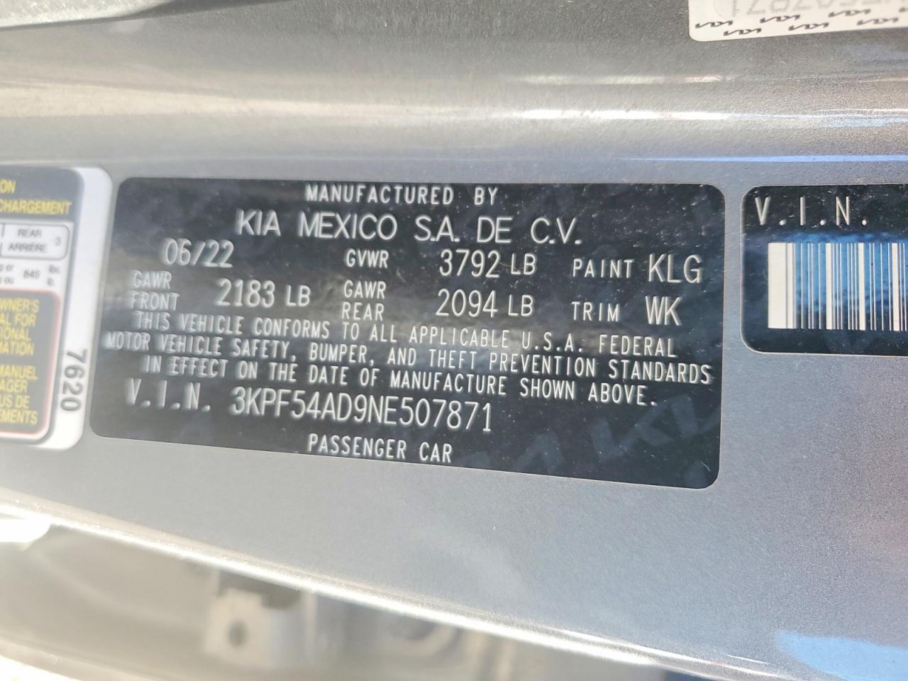 2022 Kia Forte Gt Line Gray vin: 3KPF54AD9NE507871
