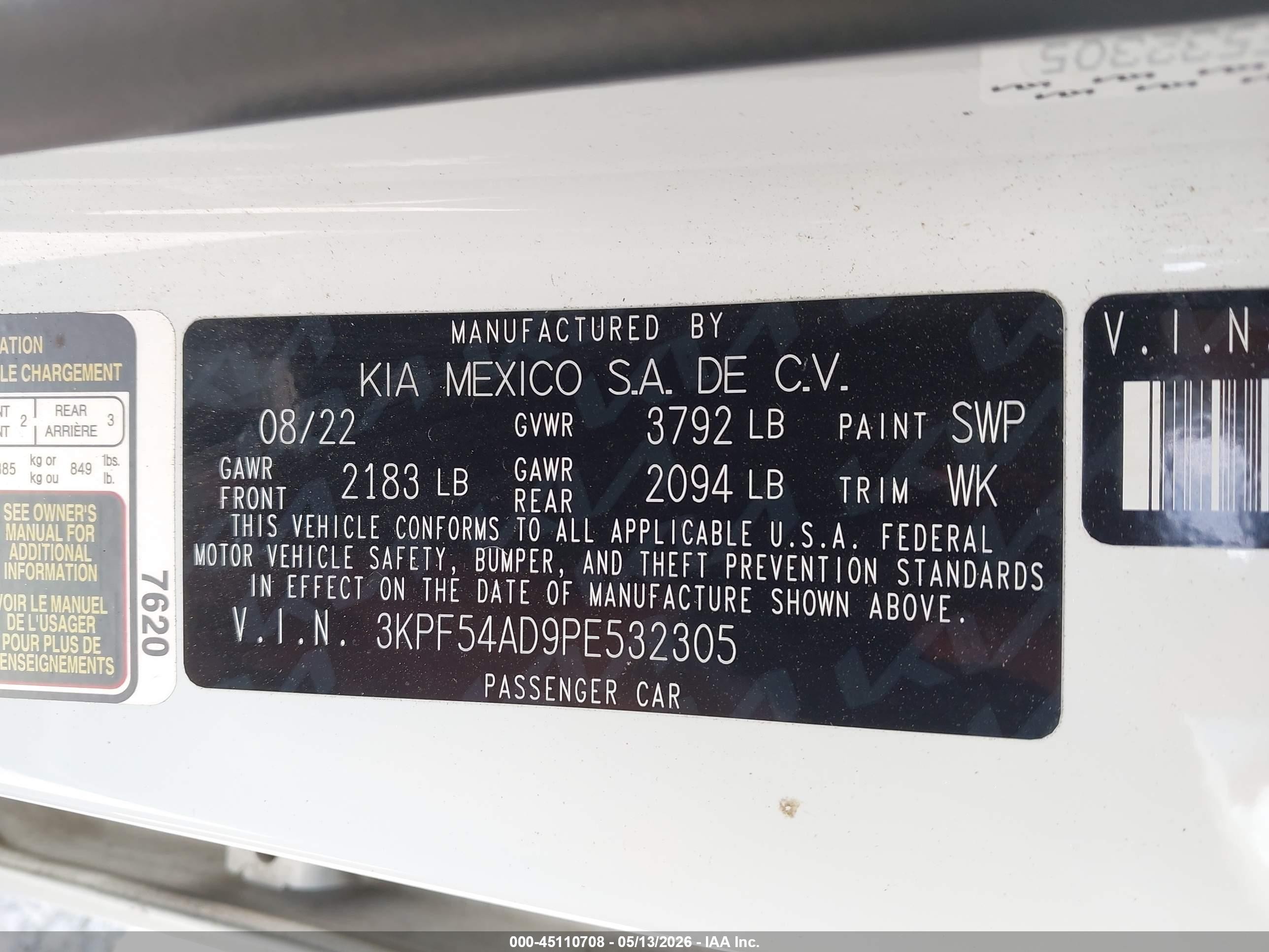 2023 Kia Forte Gt-line White vin: 3KPF54AD9PE532305